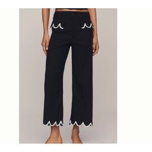 Anthropologie Maeve Colette Scalloped Wide Leg Pants Womens 30 Contemporary